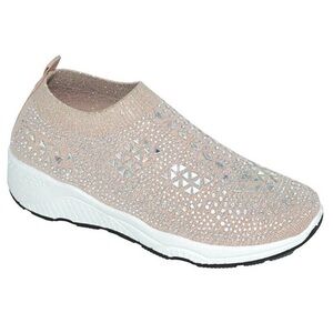 PINK SPARKLY RHINESTONE SLIP ON SNEAKERS
